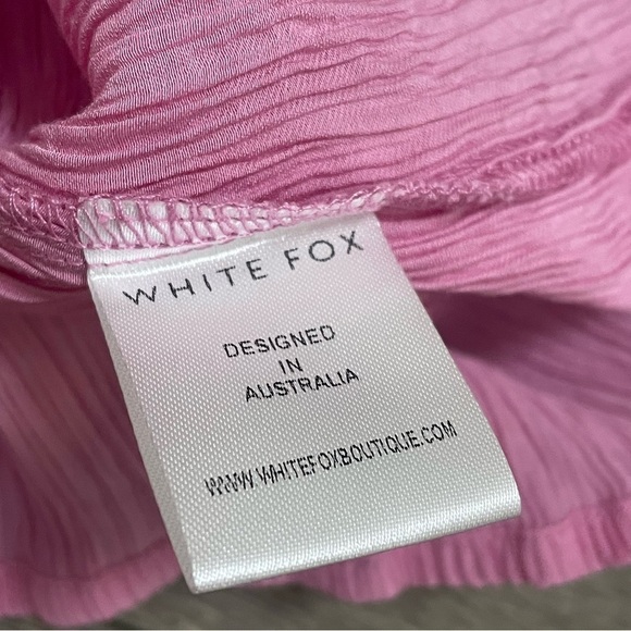 White Fox Womens Take Me Out Oversized Button Down Shirt Crinkle Pink Sz S/M - Picture 9 of 11